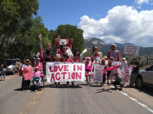 Love-In-Action Taos and CodePink Taos worked together on the Activist, Whistleblowers, and Muckrakers procession that won "Most Patriotic" in the Arroyo Seco 4th of July Parade. Photo by Dariel Garner